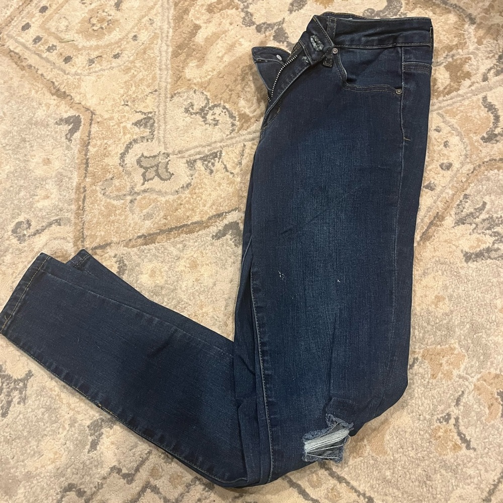 Tractr dark blue distressed skinny jeans
